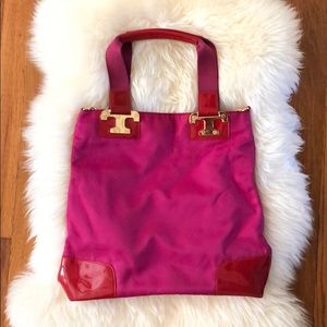 Tori Burch Nylon & Patent Leather Messenger Bag